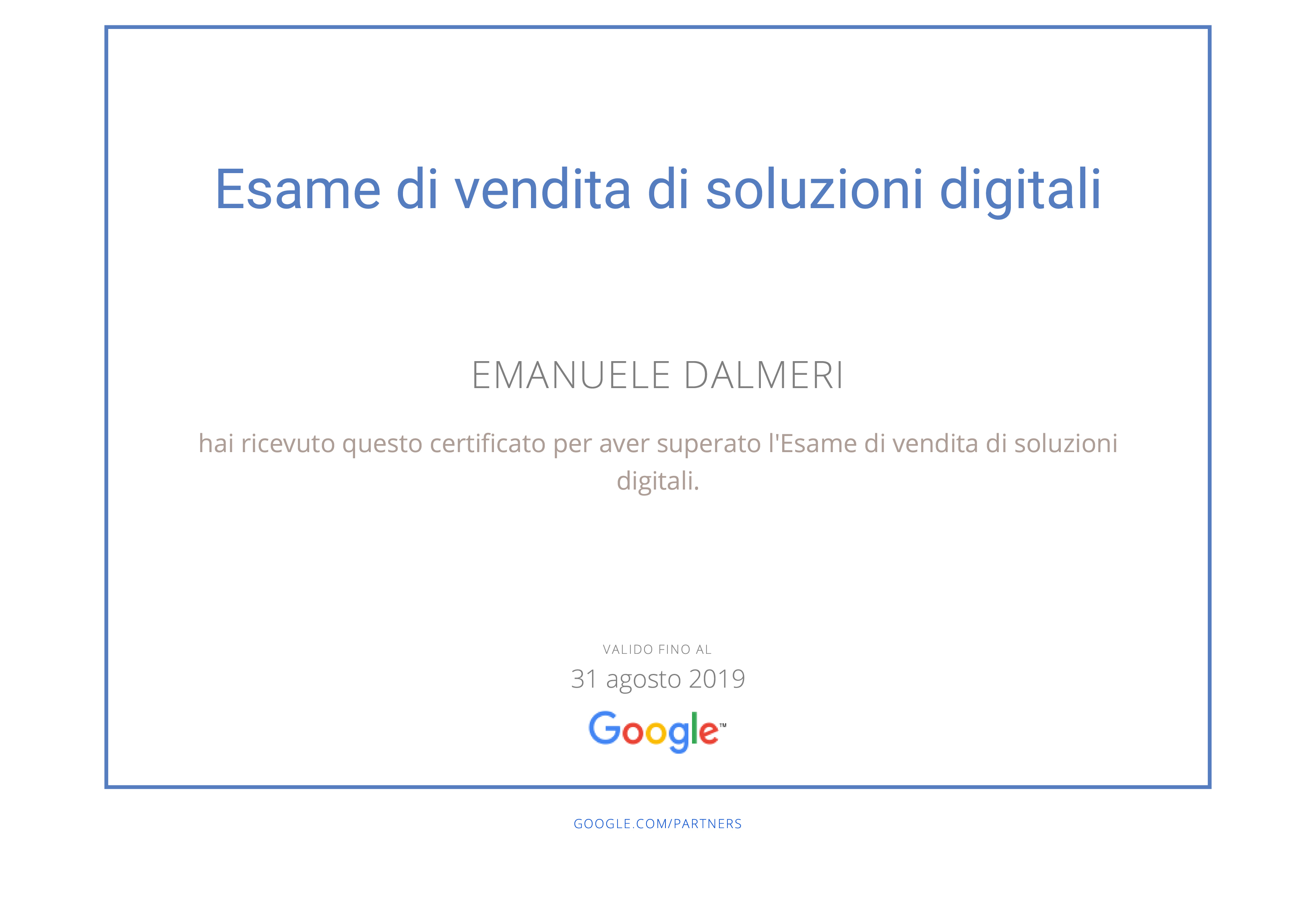 Google Partners - Certification Soluzioni Digitali